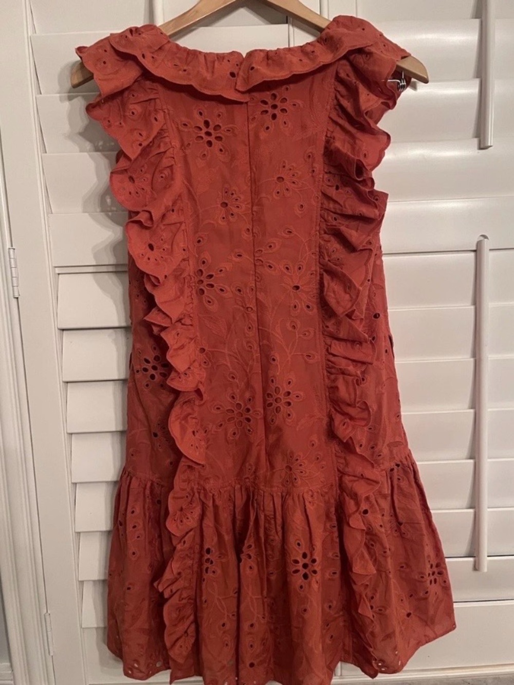 BCBG Rust Eyelet Ruffle Mini Dress - Picture 2 of 3